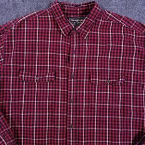 Abercrombie & Fitch Shirt Mens XL Red Blue‎ Check Button Up Long Sleeve Outdoors
